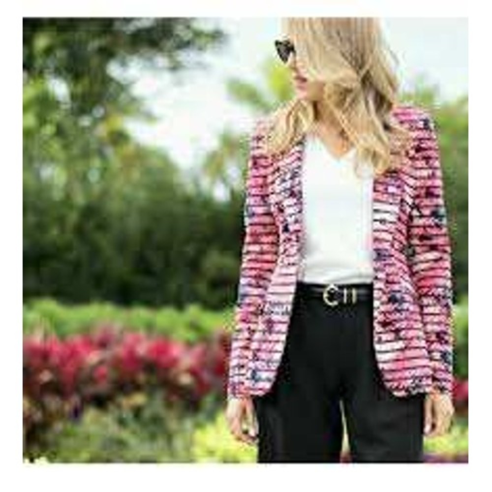 Banana Republic Blazer Size 14‎ Floral Stripe Print Business Casual Career